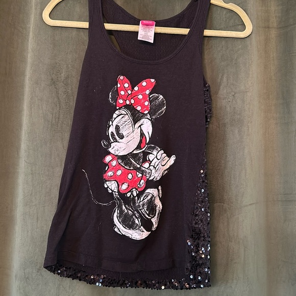 Disney Tops - Distressed Minnie mouse tank with sequin backing